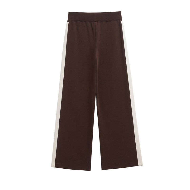 Women's Side Striped Knitted Sweater Pants Suit