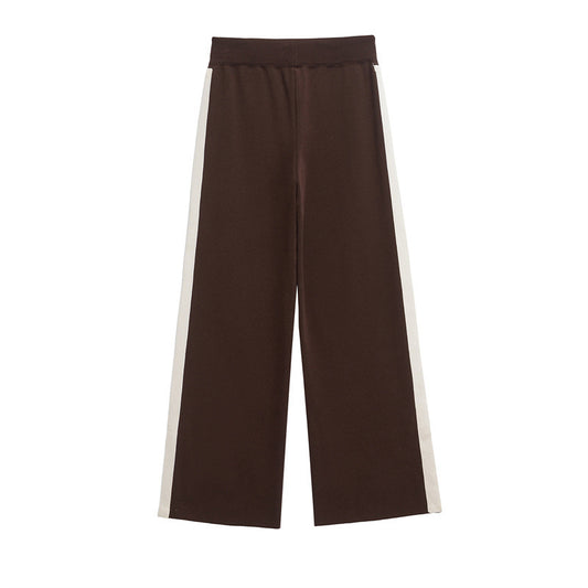 Women's Side Striped Knitted Sweater Pants Suit