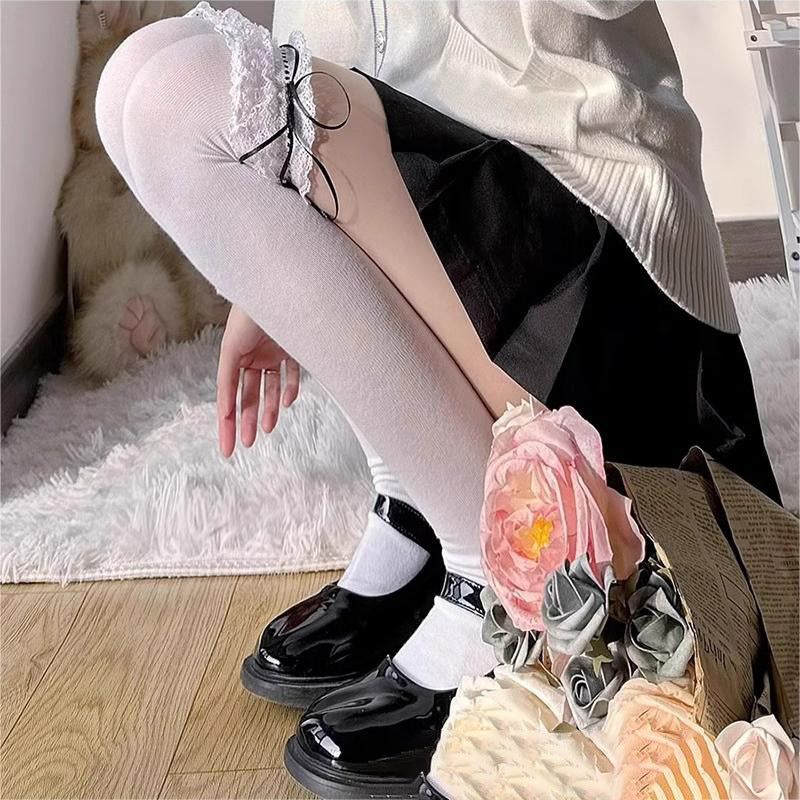 White Pure Lace Stockings Women
