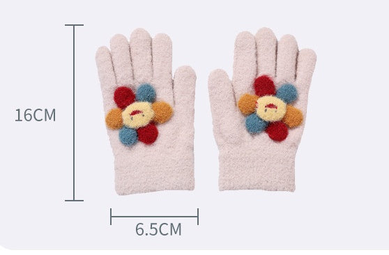 Winter New Children's Gloves Sable All Fingers Cute