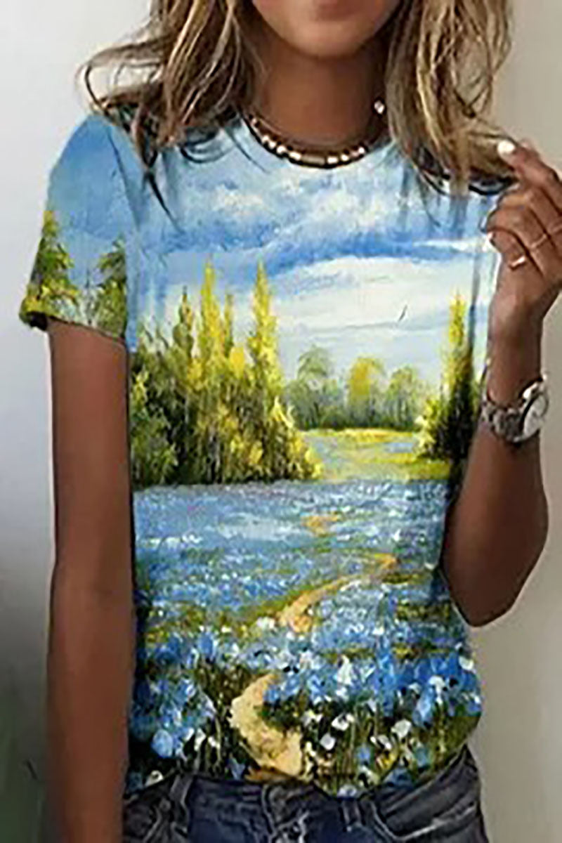Round Neck Women's Short-sleeved T-shirt Loose Casual