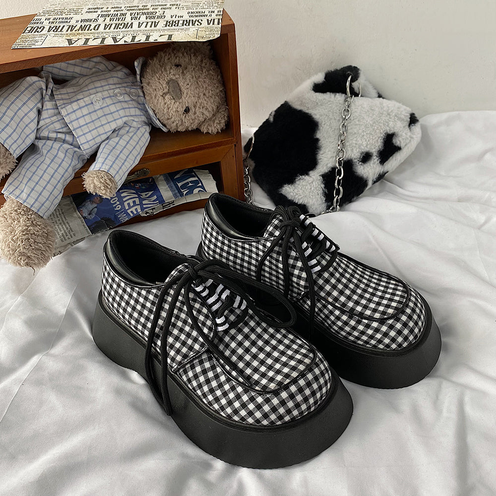 Retro Lace-up Ugly And Cute Shoes Trifle Platform Loafers