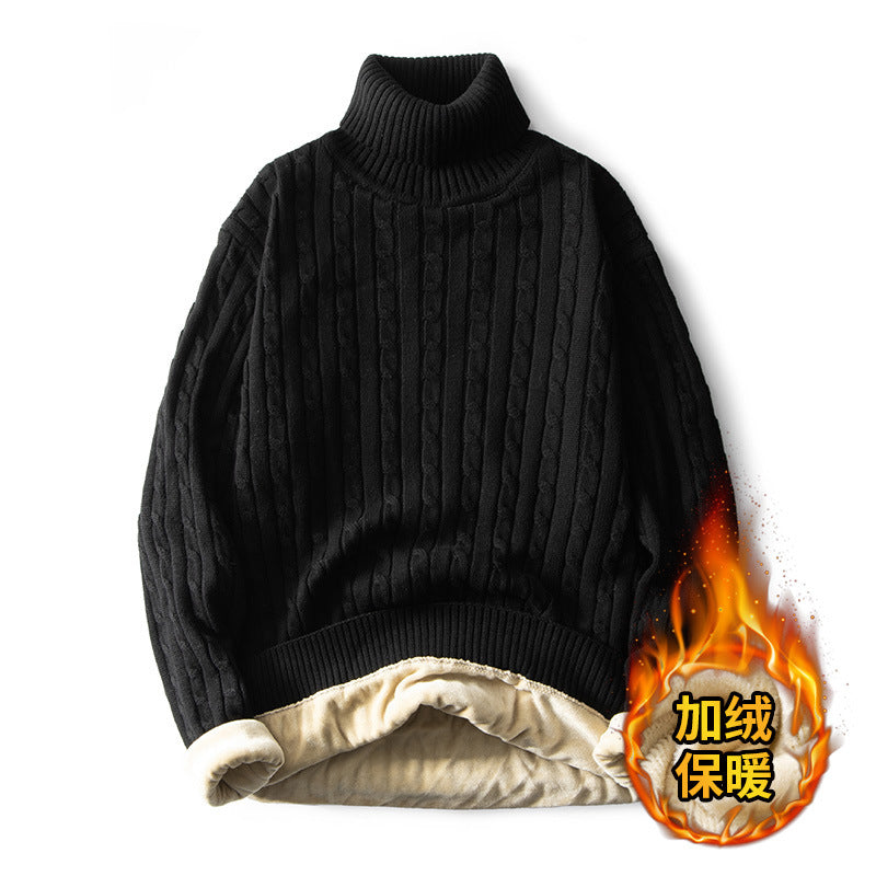 Men's Fleece-lined Thick Neck Sweater