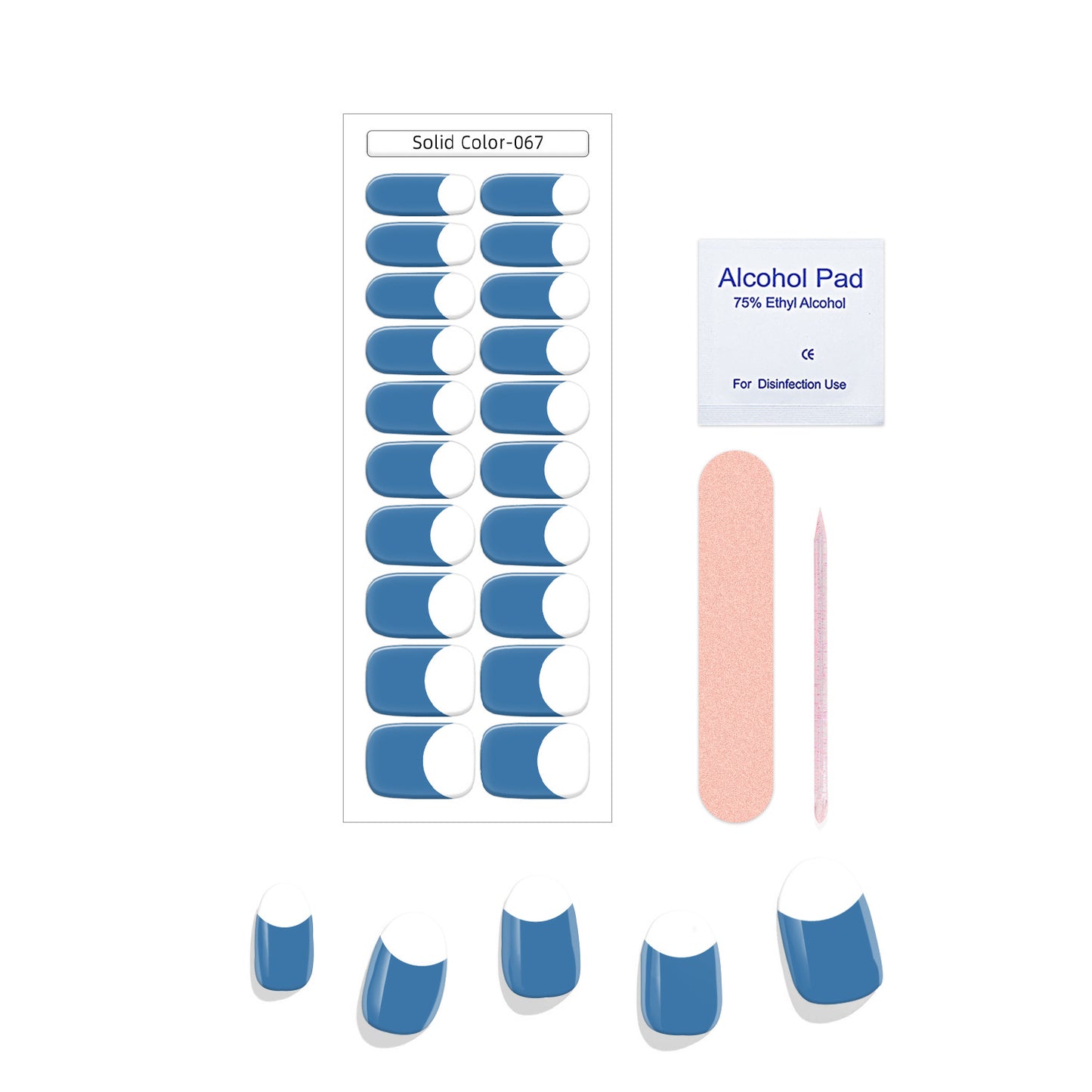 New French Solid Color Gel Waterproof Semi-baked Nail Stickers