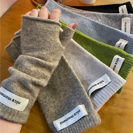 Winter Warm Faux Cashmere Knitted Fingerless Mittens