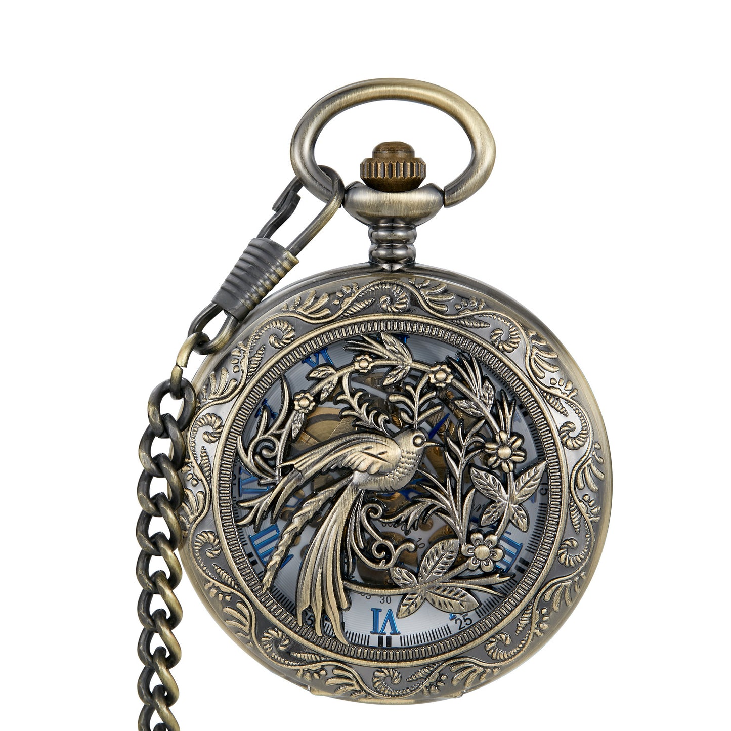Roman-style Semi-automatic Mechanical Pocket Watch