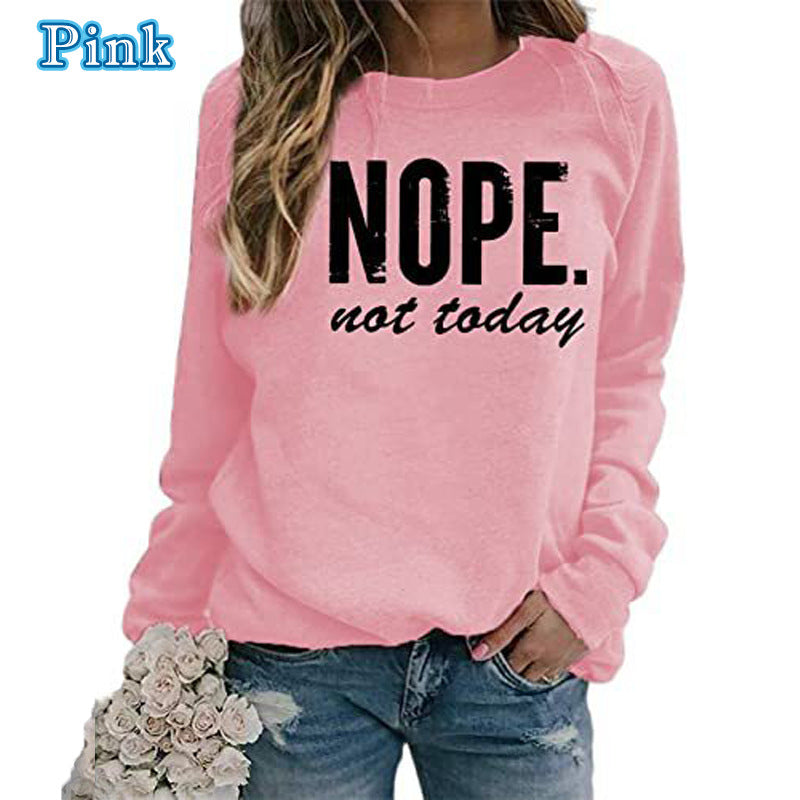 European And American Letter Printing Capless Round Neck Sweaters Women's Clothing