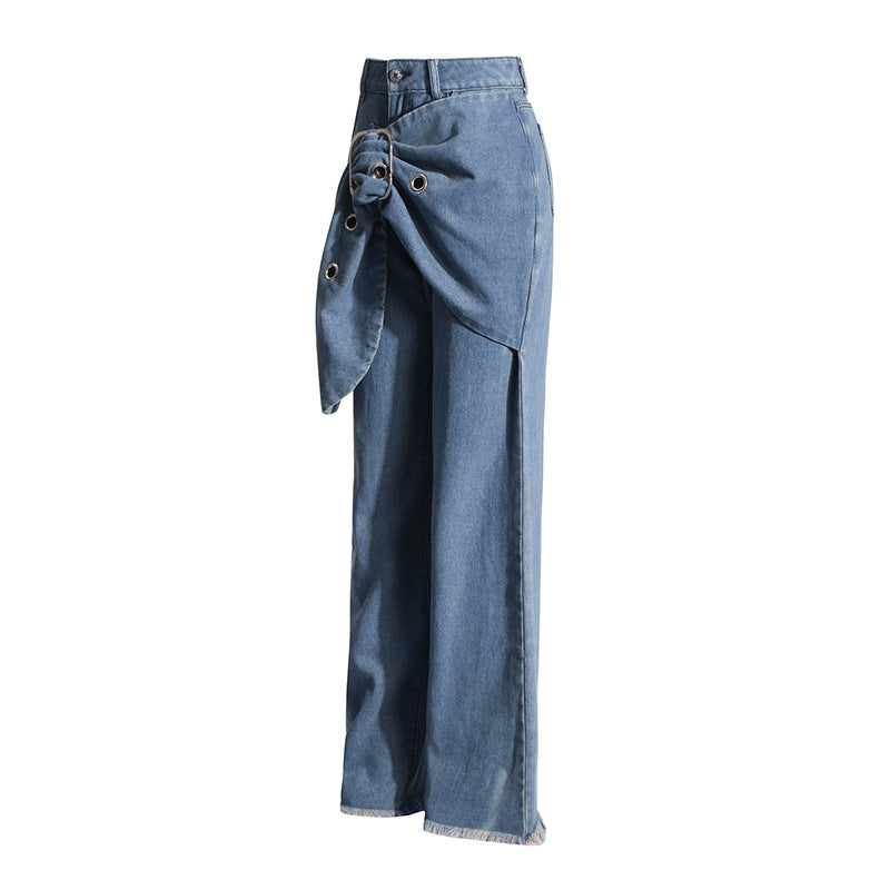 Casual Style Wide-leg Pants New Patchwork Belt