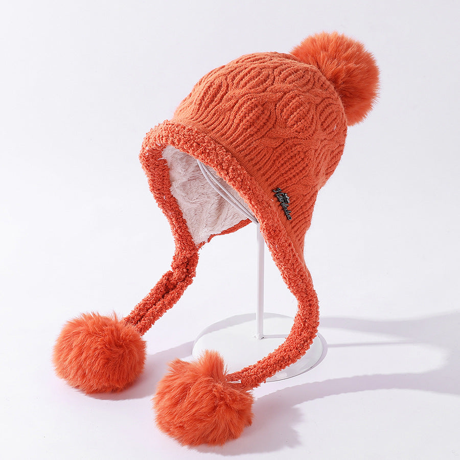 Ladies Autumn And Winter New Style Stitching Lamb Wool Hat