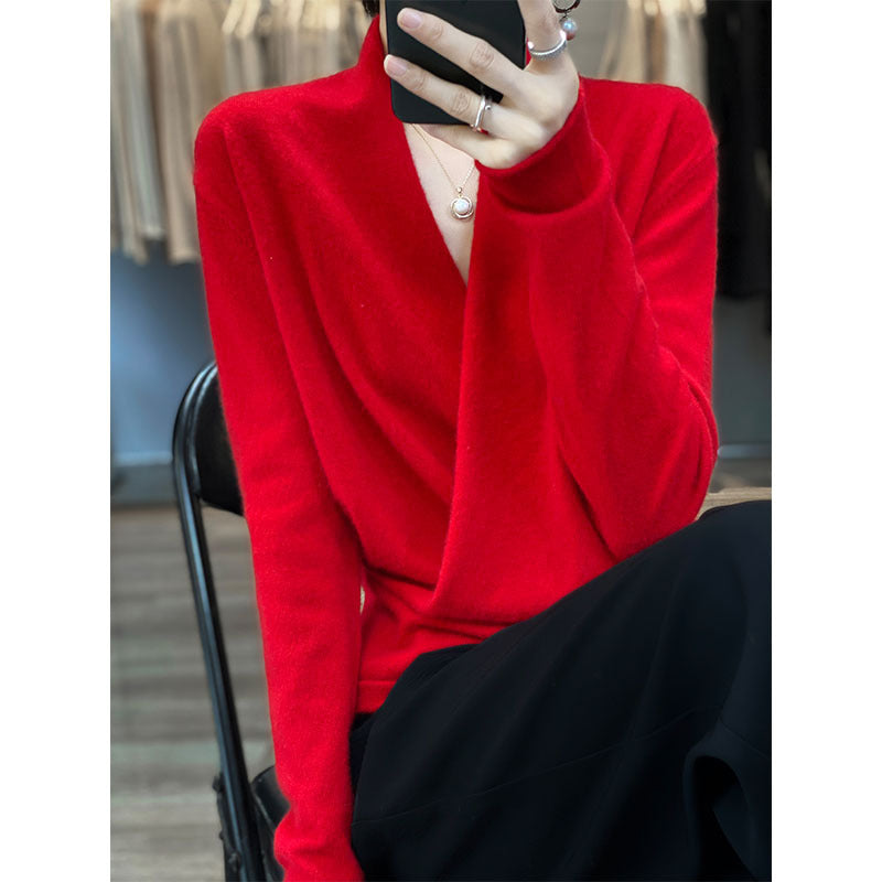 Pure Wool V-neck Women's Sweater
