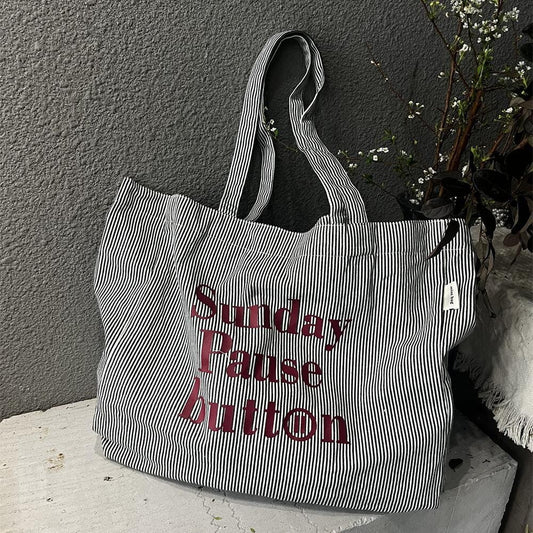 Large-Capacity Letter-Striped New Tote Bag