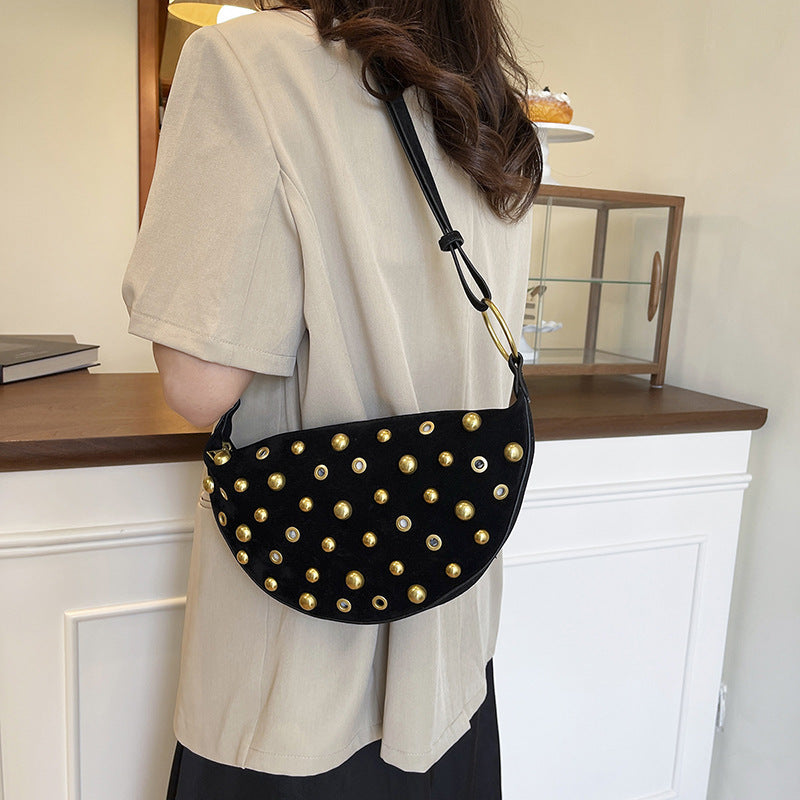 Retro Nitte Taske Mat Imiteret Ruskind Pendlertaske All-match Skulder Underarms Taske