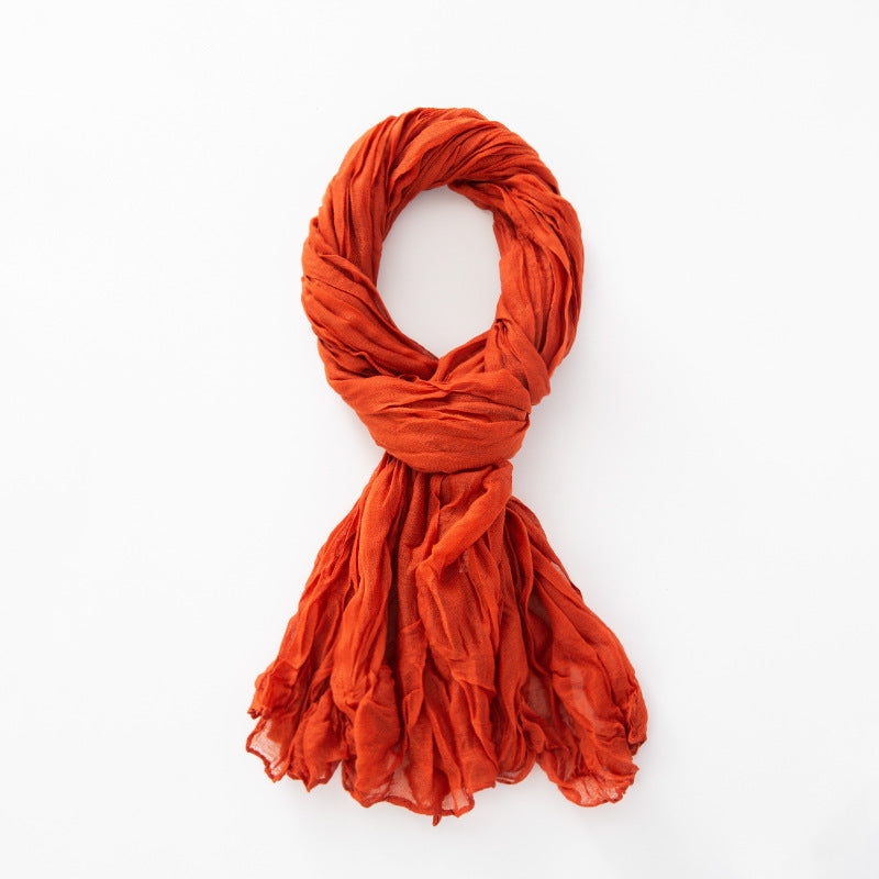 Women's Natural Wrinkle Pure Linen Scarf Shawl