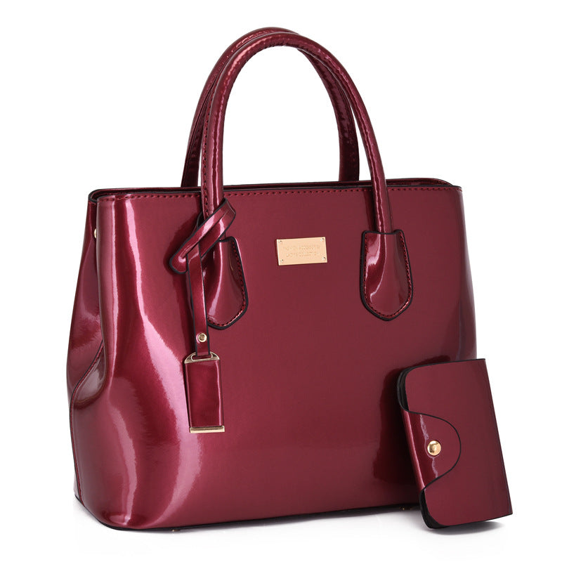 Glossy Handheld One Shoulder Crossbody Bag Ladies Two Piece Bags