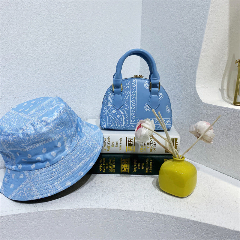Cashew Flower Fisherman's Hat Shell Handbag Set
