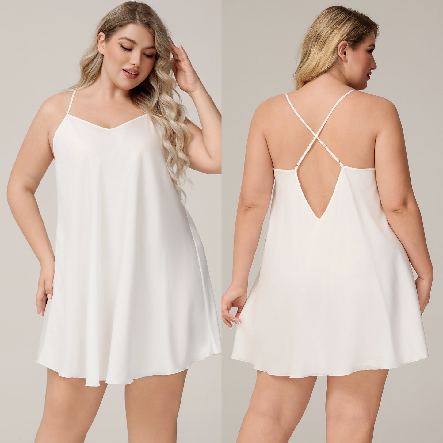 Plus-size Solid-color Satin Chiffon Pajamas From Europe And The US