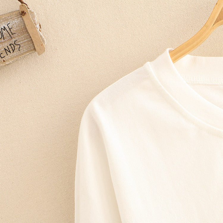 Color Combination Of Two Circle Rabbit Round Neck Short-sleeved T-shirt