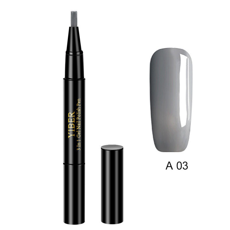5pcs Nail Polish Pen 3 In 1 One Step Glue Pen Multicolor