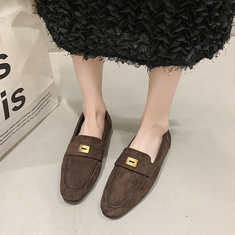 Damesko Britiske Loafers Firkantet Tå Gommino