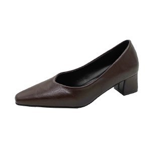 French Retro Square Toe Mid-heel Shoes Women