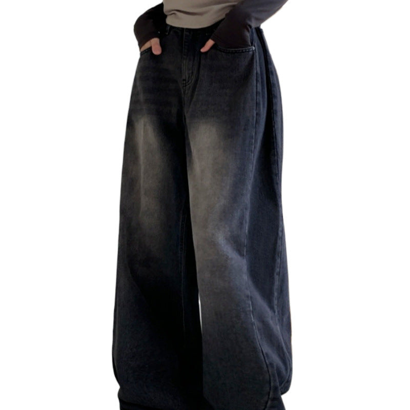 Retro High Waist Loose Straight Jeans For Women