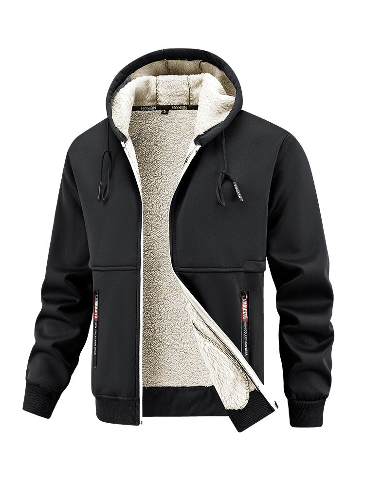 Mens Thickened Winter Outdoor Lambswool Jacket