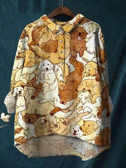 Long-sleeve 5-button Shirt With 3D Digital Animal Print