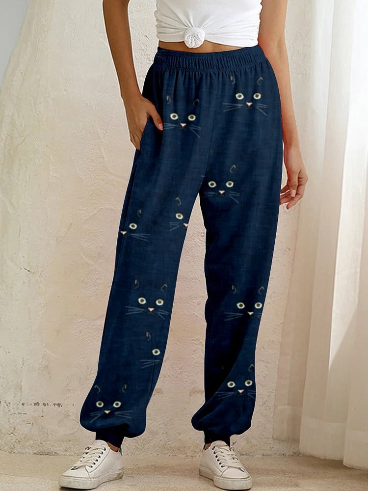 Animal-themed Digital-print High-waisted Harem Pants