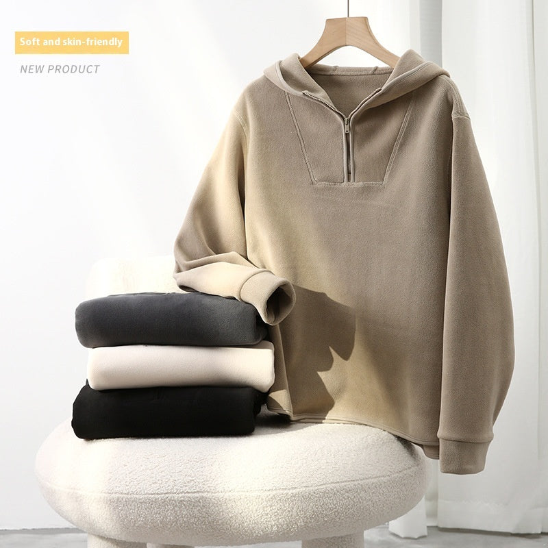 Hooded Loose Thickened Outer Wear Casual Top