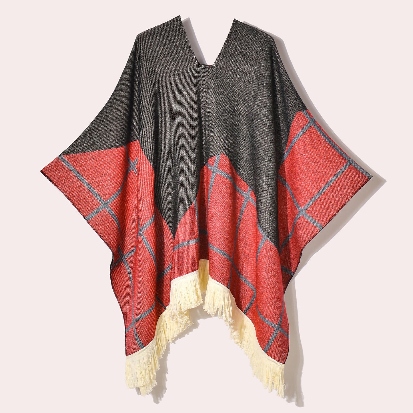 Western Denim Style Men's And Women's Shawl Tassel Pullover Keep Warm Outdoor Large Cloak