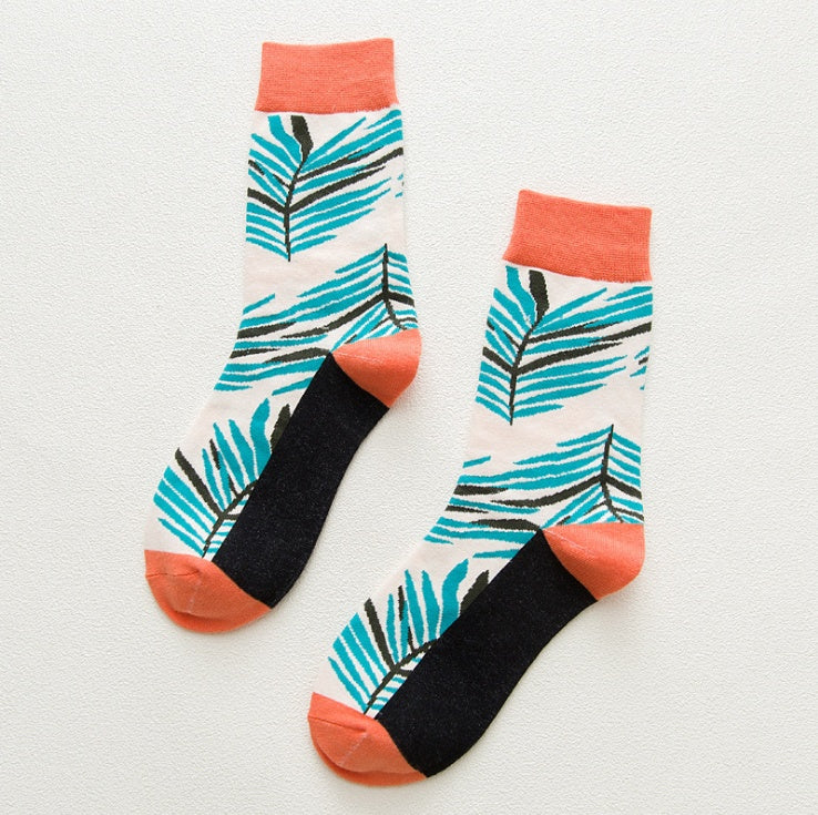 Current tube socks, plant flowers, men's and women's socks