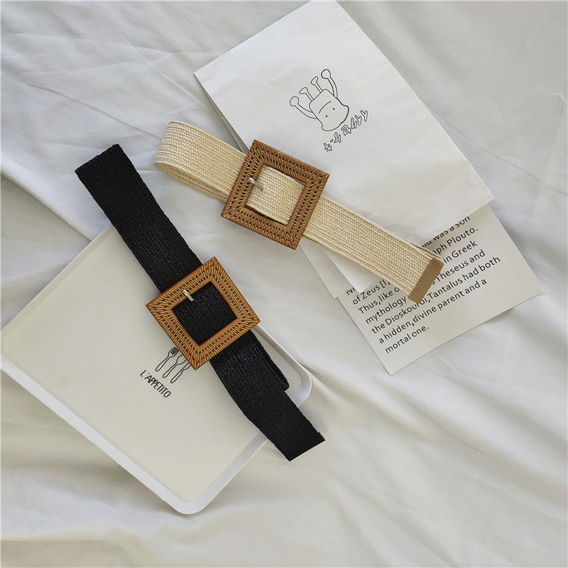 Woman buckle elastic belt