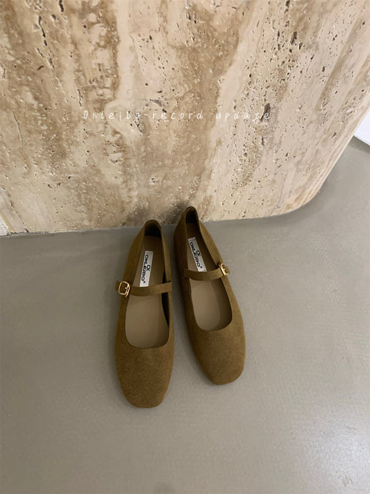 Spring New Retro Frosted  Leather Simple Comfortable Soft Bottom Flat Low-cut Shoes
