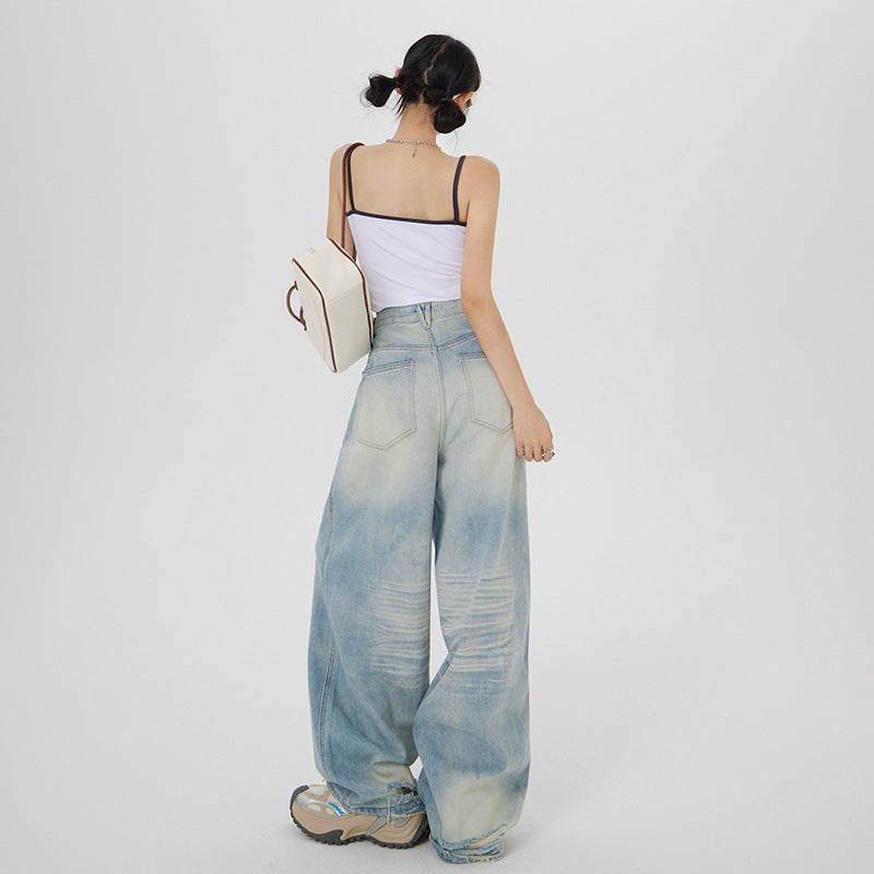 Women's American-style Retro Loose Wide-leg Jeans