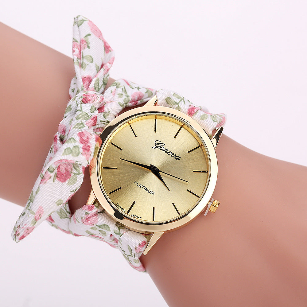 Garden Flower women's cloth strap watch
