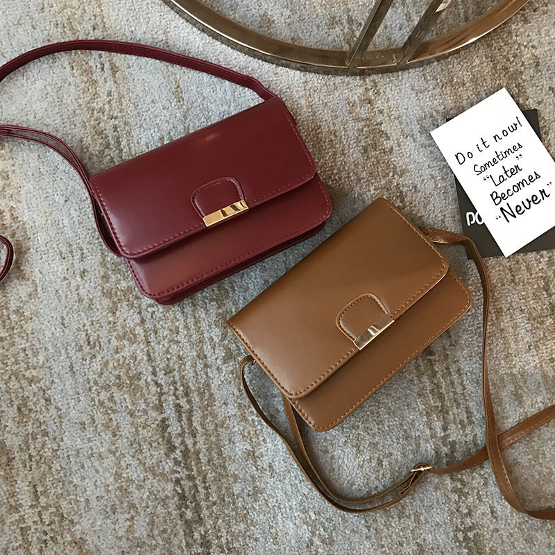 New Style Oily Leather Simple Shoulder Messenger Bag For Women