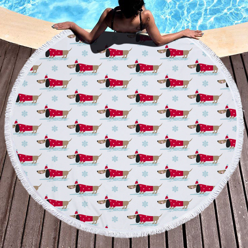 Round printed beach towel