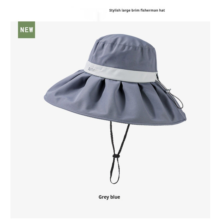Velvet Vinyl Big Brim Fisherman Hat Outdoor Casual Sun Protection