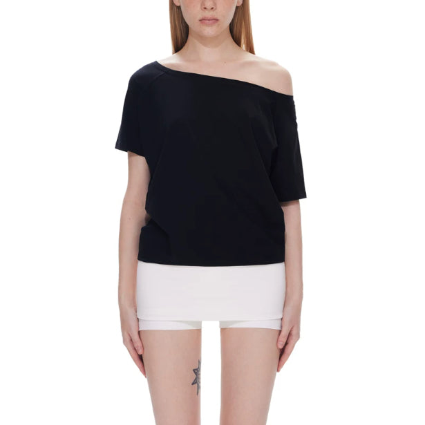 Casual Off-shoulder Shoulder Stacked Two-way Short Sleeve