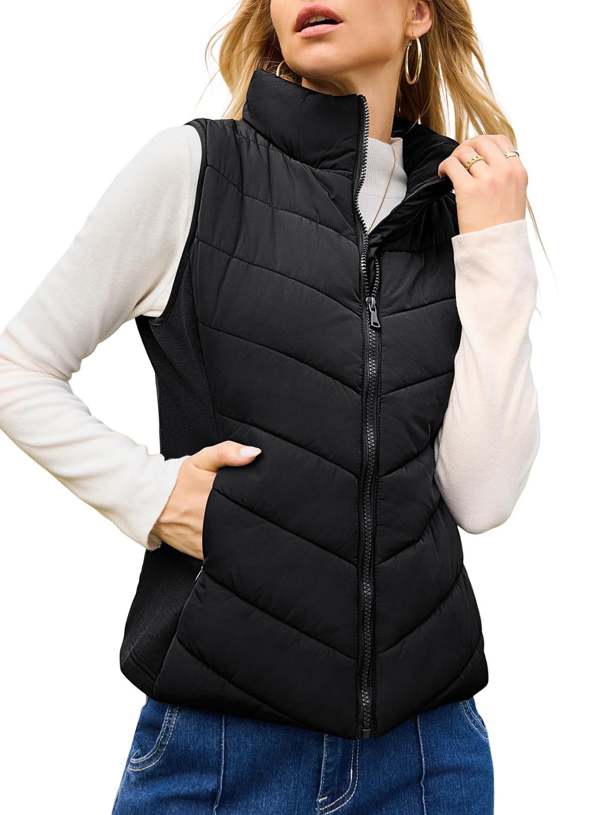 Simple Stand Collar Women's Thick Thermal Quilted Vest