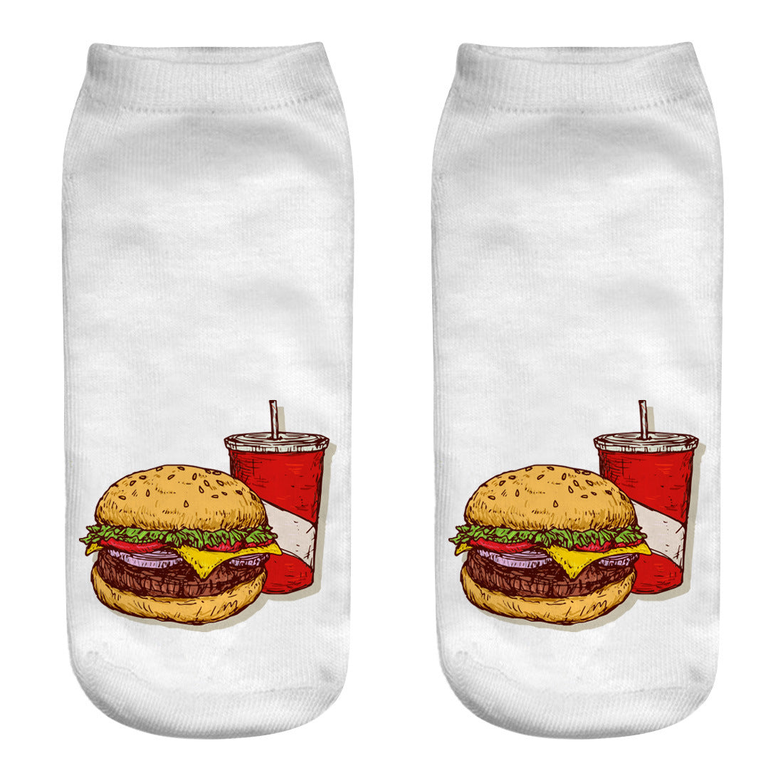 Hamburger fries series 3D printing socks