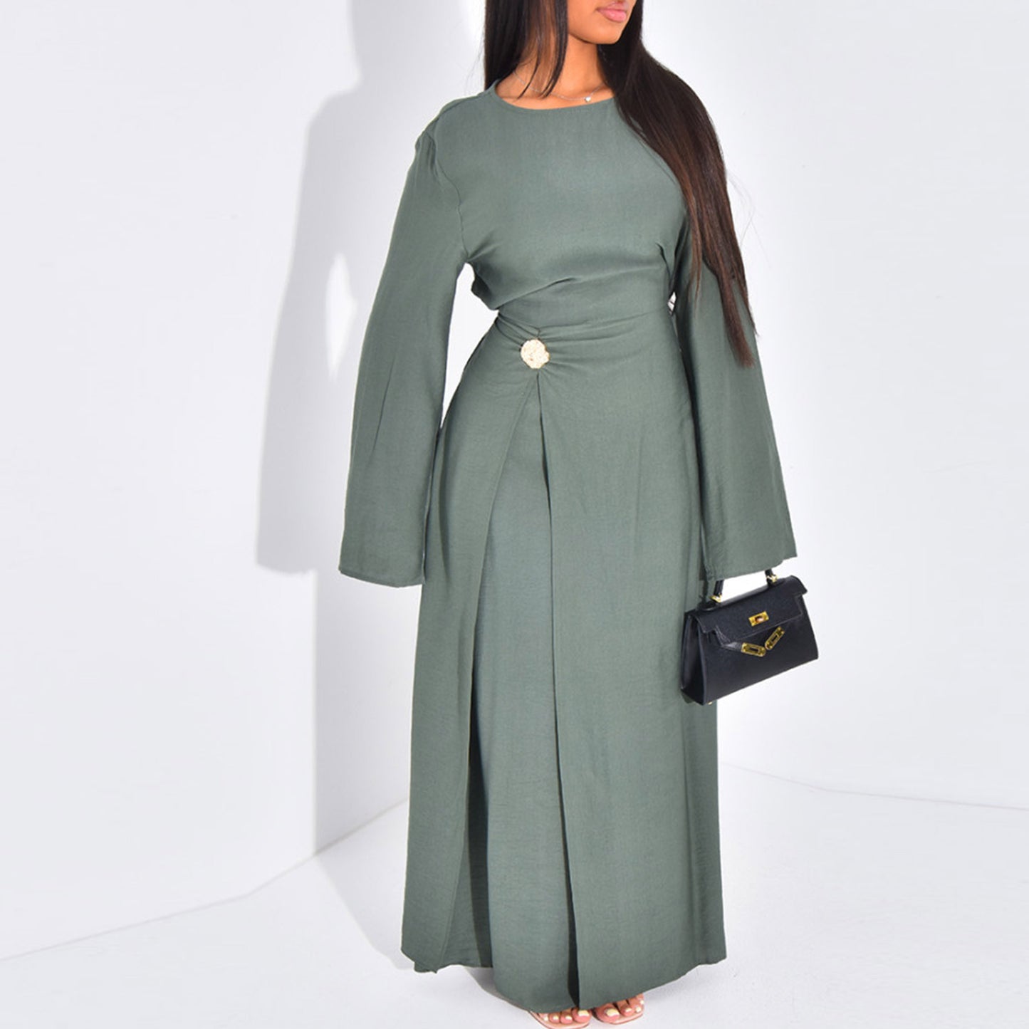 Dubai Middle East Turkey Solid-Color Minimalist Dress