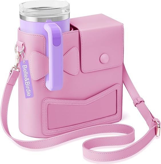 Outdoor Portable Bowknot Shoulder Crossbody Cup Strap Storage Bag