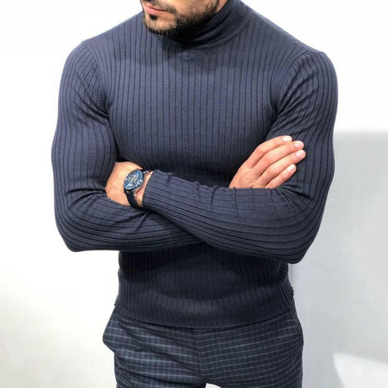Ny sort rullekrave-sweatshirt med lange ærmer og underlag