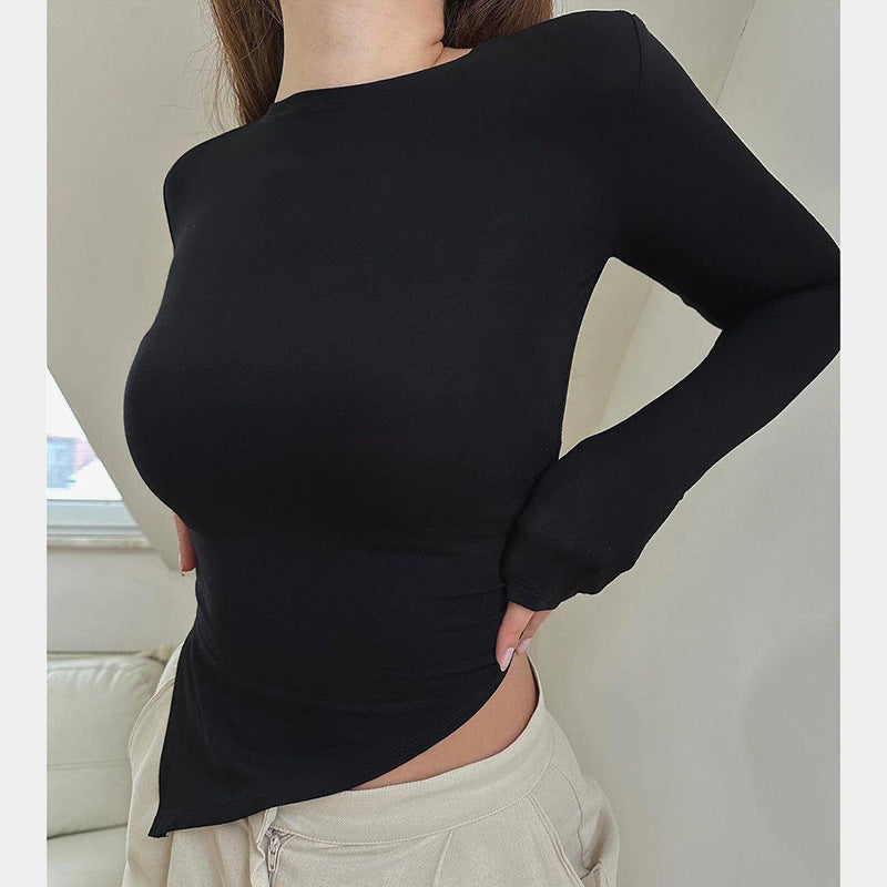 Women's Autumn Fashion Solid Color Casual Long Sleeves Top