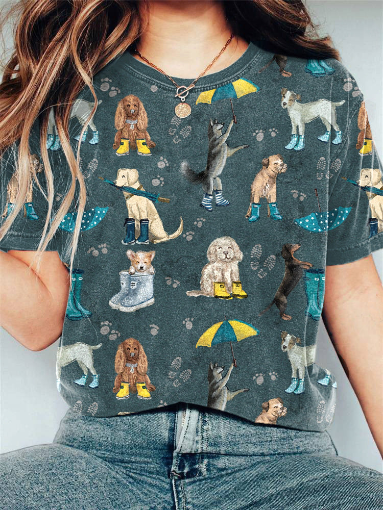 Women's Printed Round Neck Sweater Pullover Leisure Loose Pullover Street Style