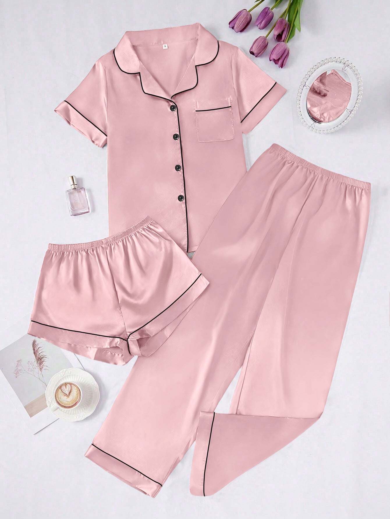Long Pantssmooth-surface Womens Loungewear Set In French Style