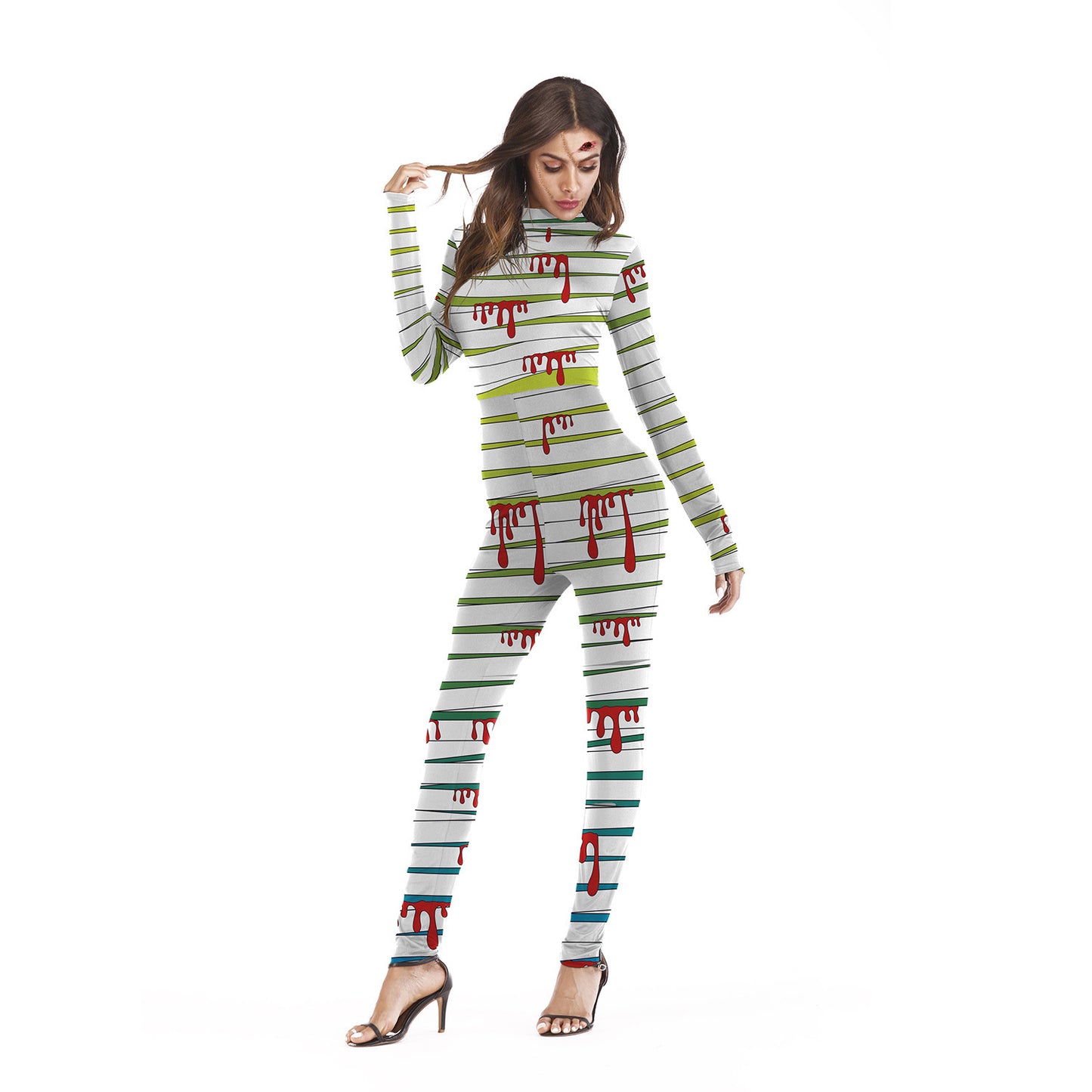 Human Skeleton Stage Performance Clothing Tight Elastic Jumpsuit 3D