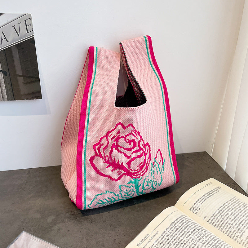 Cute Cartoon Wool Kitty Knitted Bag Women's Off-street Handbag