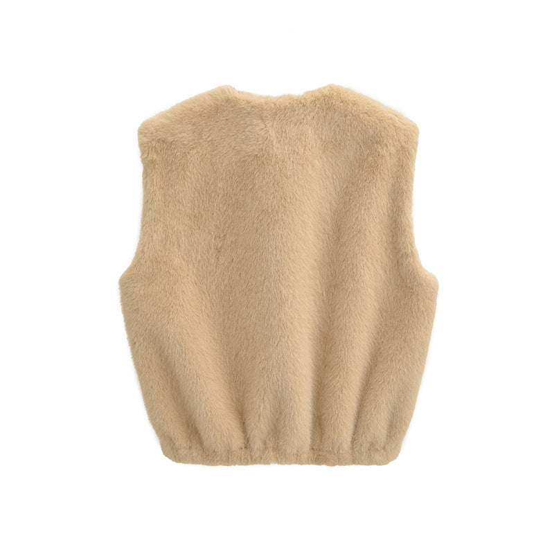 Women's Faux Fur Zipper Waistcoat